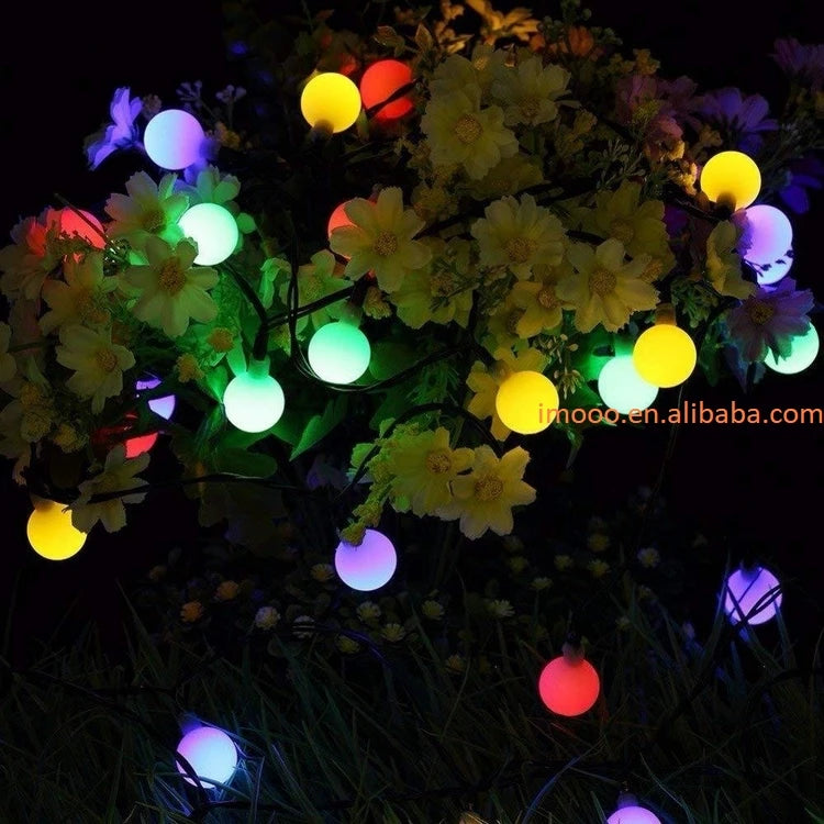 Factory Price Solar LED Ball String Lights 7 Meters Waterproof Fairy Lights Garland Garden Lawn Tree Outdoor Decoration Lights