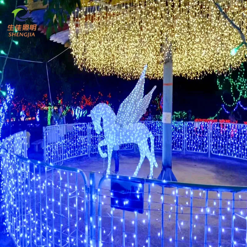 Wholesale 10m Plastic Christmas Wedding Outdoor IP65 Cascading Falling Drop LED Fairy Lights Tree Decoration