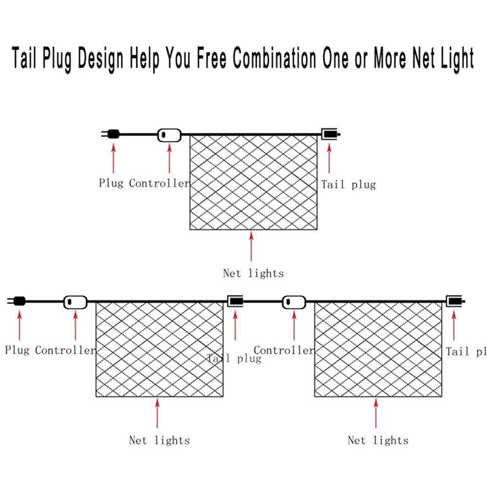 Holiday Net Lights Series Outdoor Christmas Strip Fairy Lights for Party/Arch/Patio/Tree/Bistro/Curtain Decorations
