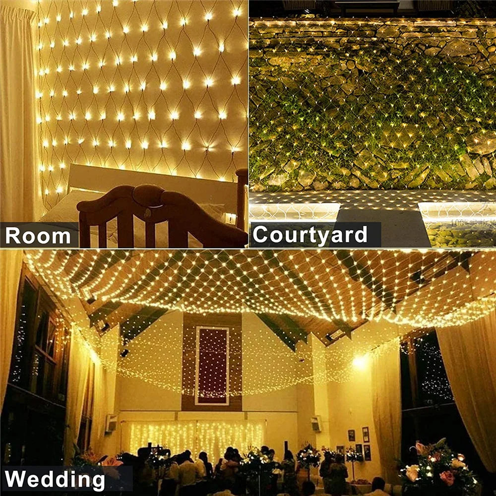 Holiday Net Lights Series Outdoor Christmas Strip Fairy Lights for Party/Arch/Patio/Tree/Bistro/Curtain Decorations