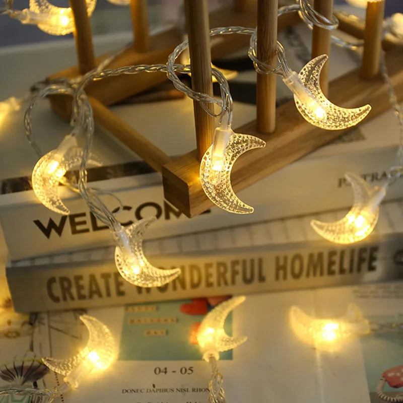 13Ft Ramadan  Moon String Lights  20 LED Fairy Lights Battery Operated with 2 Modes Indoor Twinkle  Eid  Decorations