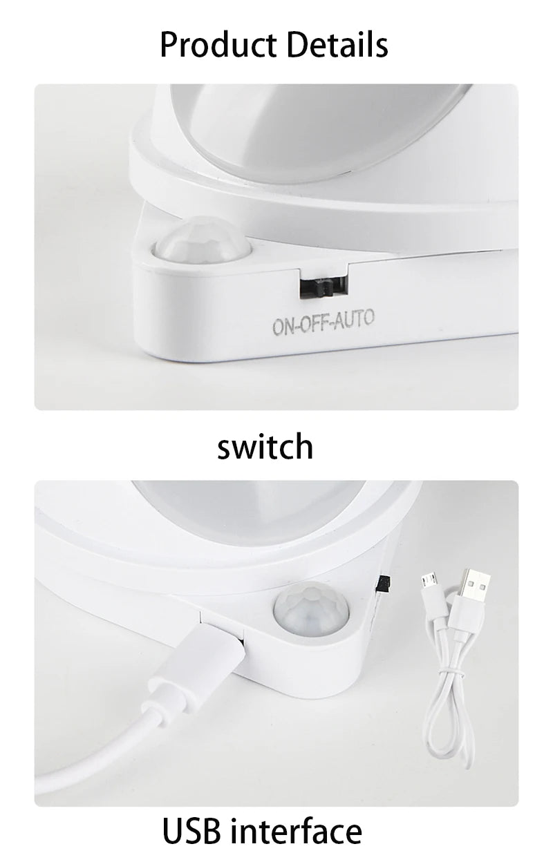 Motion Sensor Night Light LED Cabinet Light USB Charging Touch Switch Dimmable Light Stair Corridor Wall Light 18650 Battery