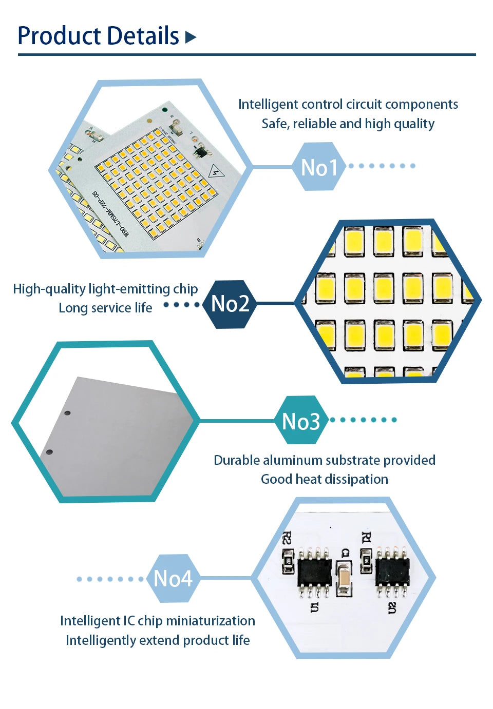 Led Lamp 10W 20W 30W 50W 100W Smart IC Floodlight COB Chip SMD 2835 Outdoor Long Service Time DIY Lighting In AC 220V 230V 240V