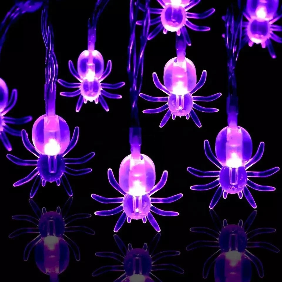 Halloween Purple Green Spider String Lights Fairy Lights for Halloween Party Decor Halloween Lighting House Garden Yard Decor
