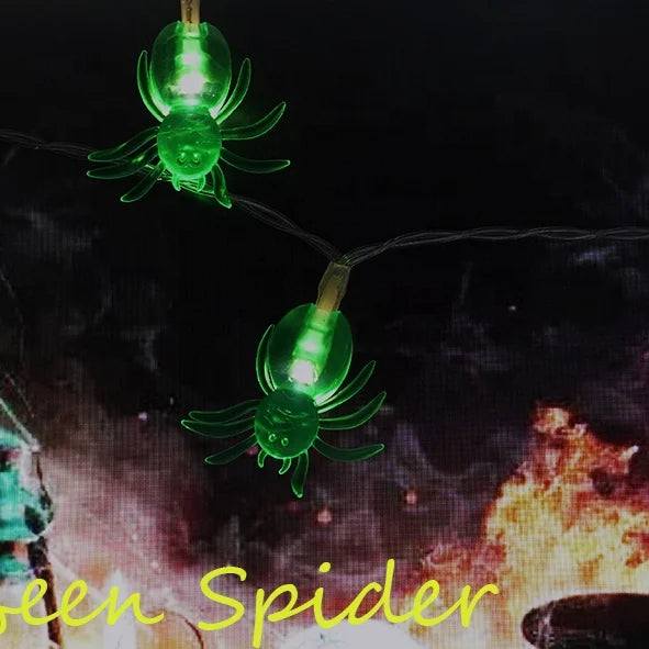 Halloween Purple Green Spider String Lights Fairy Lights for Halloween Party Decor Halloween Lighting House Garden Yard Decor