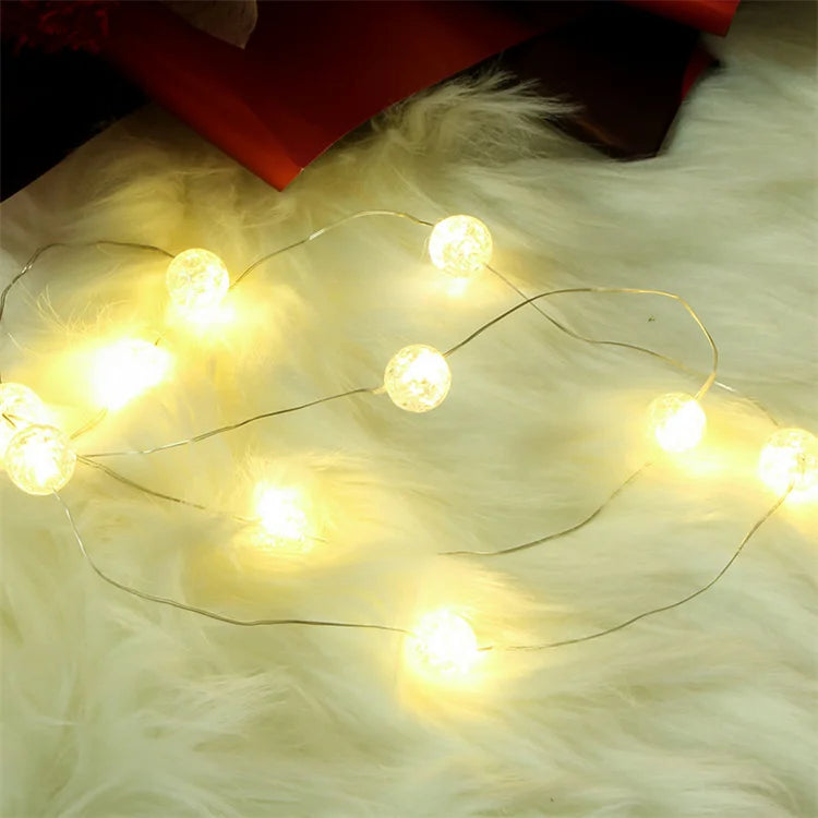 LED Power Cracked Bead Blossom Flower Garland LED String Fairy Lights Crystal Flowers Yard Lamp Wedding Decoration