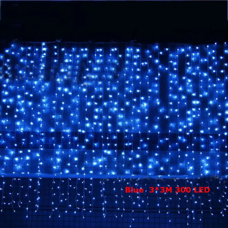 3*3m 300 LED Window Curtain Christmas Decoration Fairy Lights for Wedding Party Home House Decorate