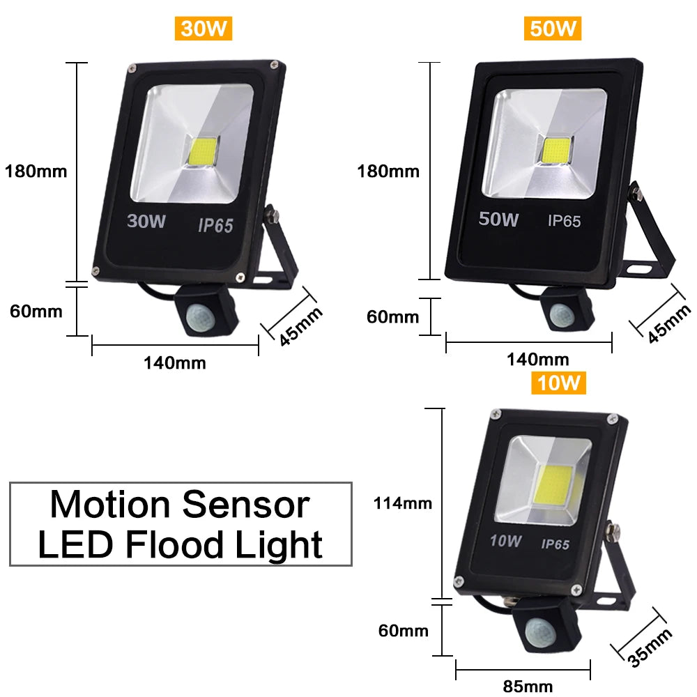 Motion Sensor LED Flood Light Waterproof IP65 Reflector Floodlight Lamp 10W 30W 50W 220V foco Led Exterior Outdoor Spot Light