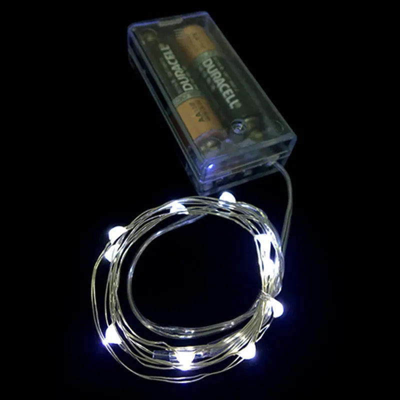 1m 10 LED 2AA Battery Operated Christmas Copper Wire String Fairy Lights