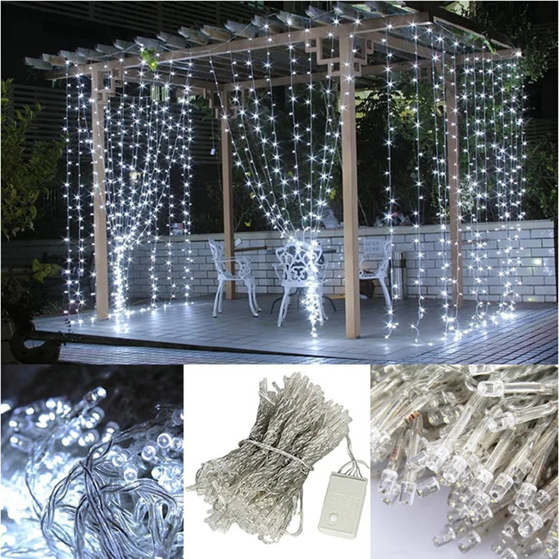 3*3m 300 LED Window Curtain Christmas Decoration Fairy Lights for Wedding Party Home House Decorate