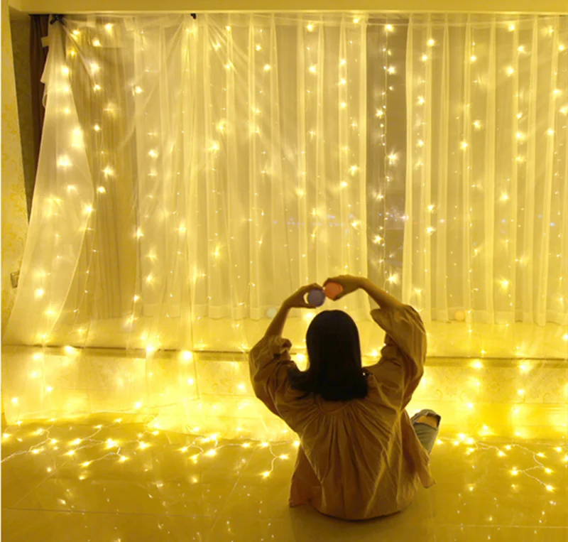 3*3m 300 LED Window Curtain Christmas Decoration Fairy Lights for Wedding Party Home House Decorate