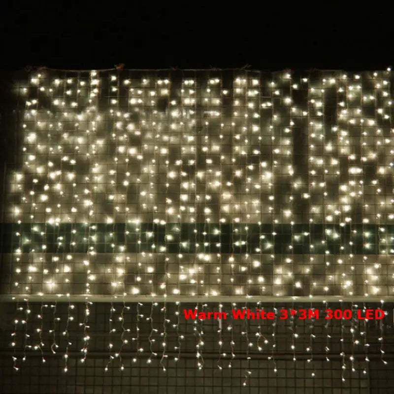 3*3m 300 LED Window Curtain Christmas Decoration Fairy Lights for Wedding Party Home House Decorate
