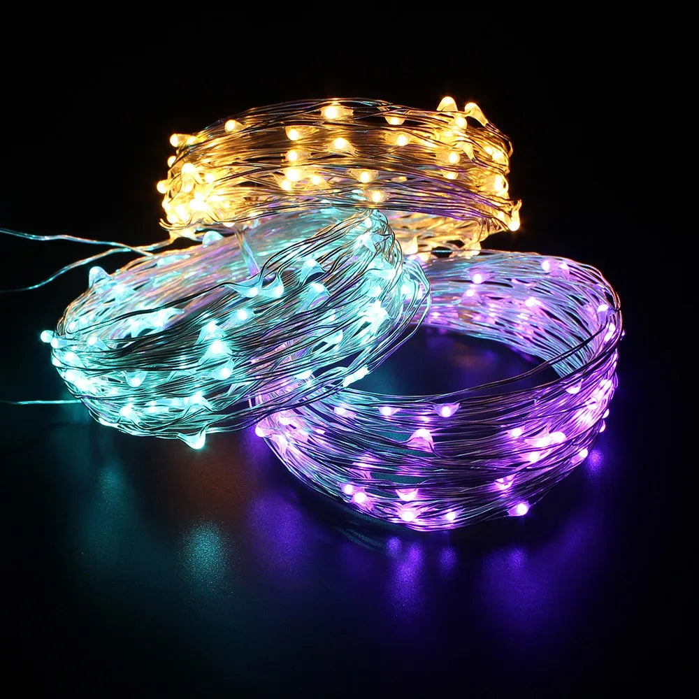 Holiday Living Lights Camping Light Rechargeable Solar 110M Led Flexible LED Copper Wire Christmas Fairy Solar String Lights