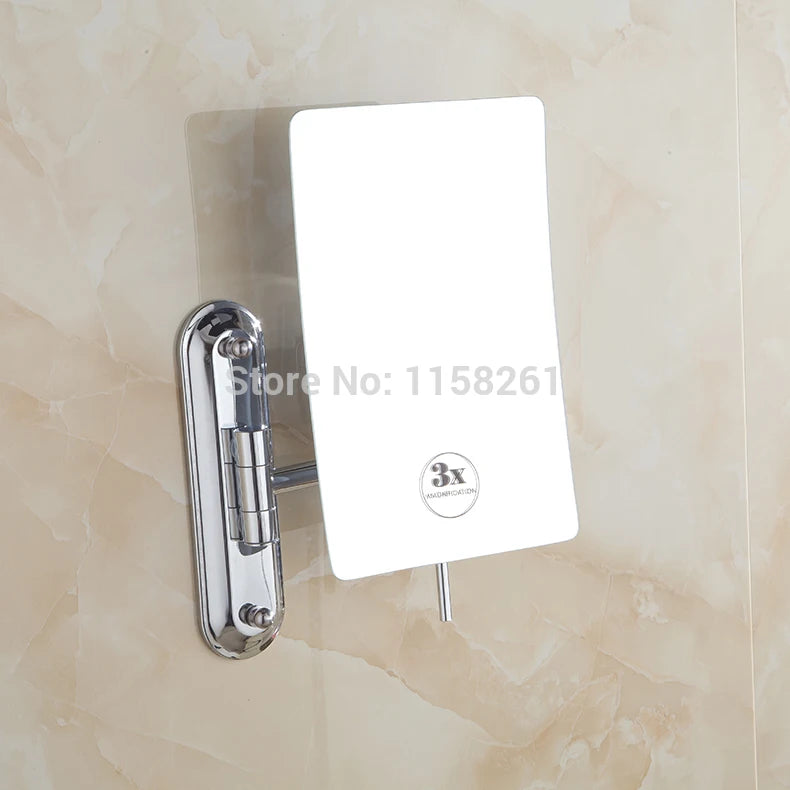 8 Inch Bath Mirrors 3X Magnifying Mirrors Wall Wounted Cosmetic Makeup Mirror Brass Chrome Square Beauty Folding Bathroom Mirror