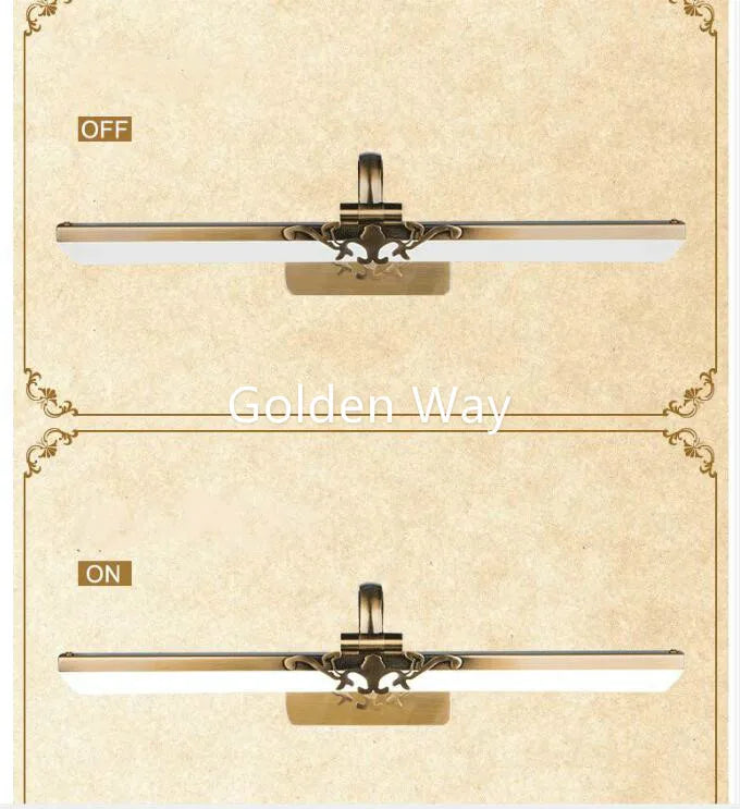 Mirror Lamp 110v-240v 43cm/51cm/71cm Luxury Bathroom Mirror Lamp Waterproof Retro Bronze Cabinet Vanity Mirror Light Wall Lamp