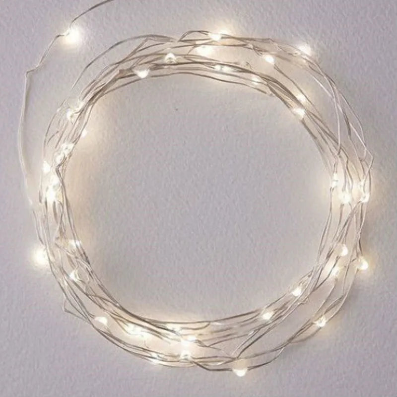 1m 10 LED 2AA Battery Operated Christmas Copper Wire String Fairy Lights