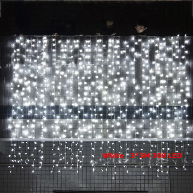 3*3m 300 LED Window Curtain Christmas Decoration Fairy Lights for Wedding Party Home House Decorate