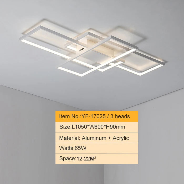 Smart Home Alexa Rectangle Aluminum Modern Led Ceiling Lights For Living Room Bedroom 85-265V White/Black Ceiling Lamp Fixtures