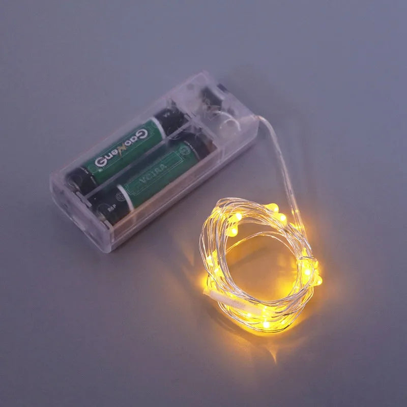 1m 10 LED 2AA Battery Operated Christmas Copper Wire String Fairy Lights