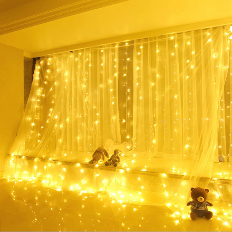 3*3m 300 LED Window Curtain Christmas Decoration Fairy Lights for Wedding Party Home House Decorate
