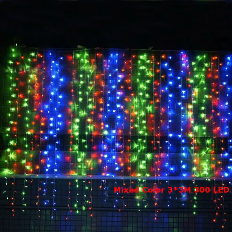 3*3m 300 LED Window Curtain Christmas Decoration Fairy Lights for Wedding Party Home House Decorate