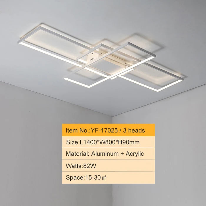 Smart Home Alexa Rectangle Aluminum Modern Led Ceiling Lights For Living Room Bedroom 85-265V White/Black Ceiling Lamp Fixtures