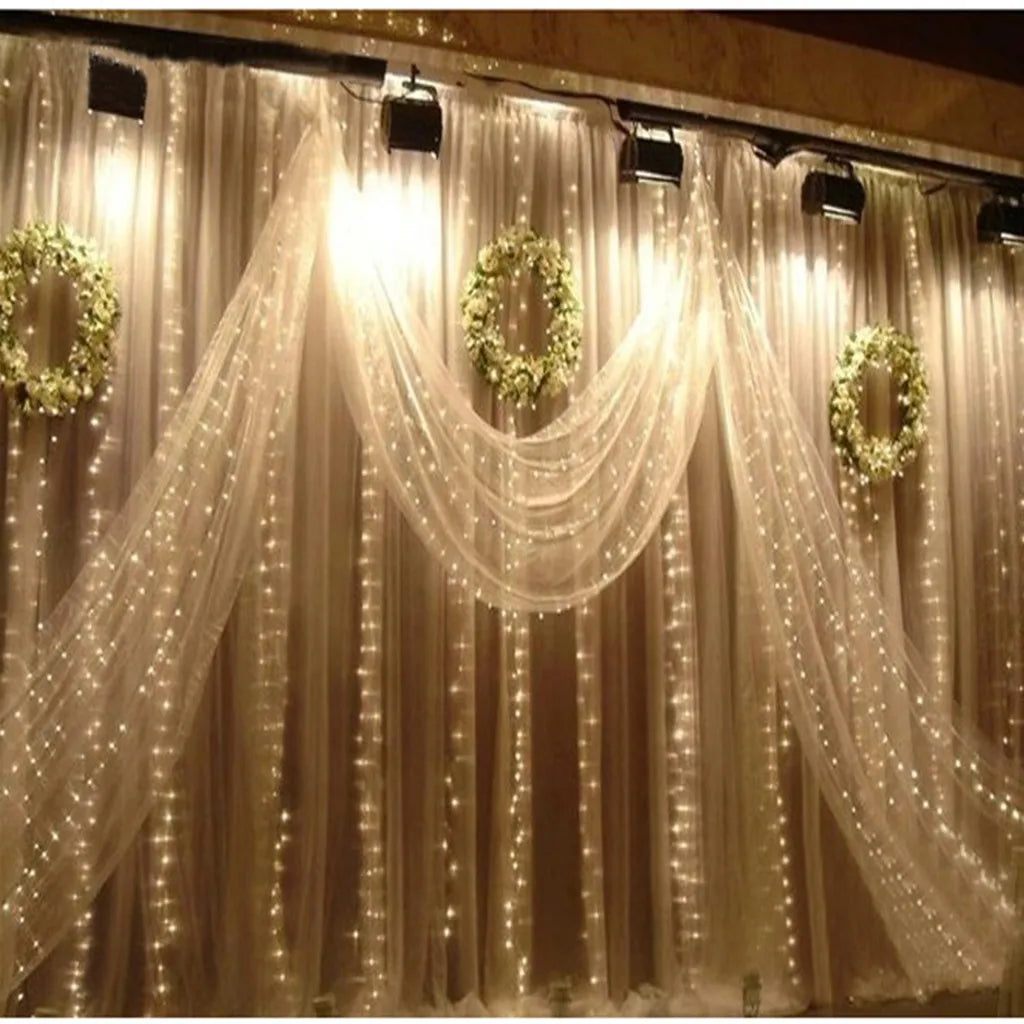 3*3m 300 LED Window Curtain Christmas Decoration Fairy Lights for Wedding Party Home House Decorate