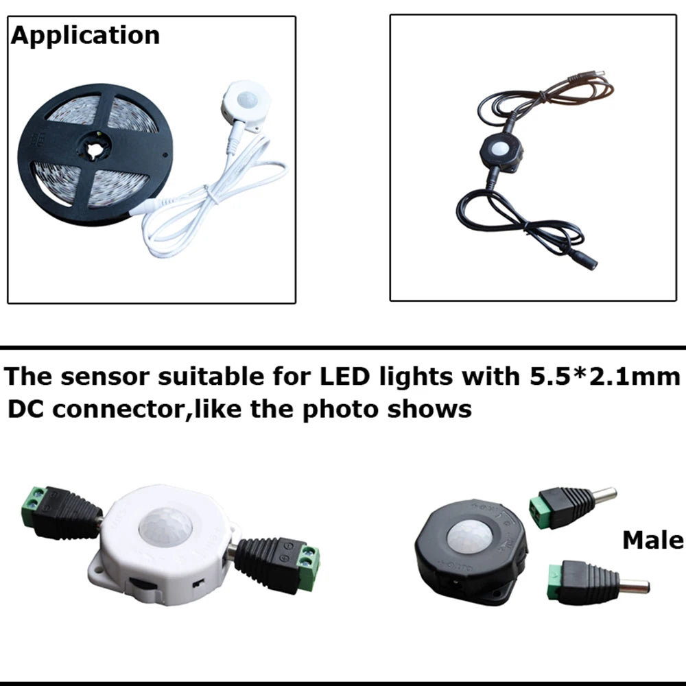 Motion Sensor Light Switch DC 5V 12V 24V Movement Automatic Infrared 12V Sensor Motion Adjustable Timer Detector LED PIR Switch