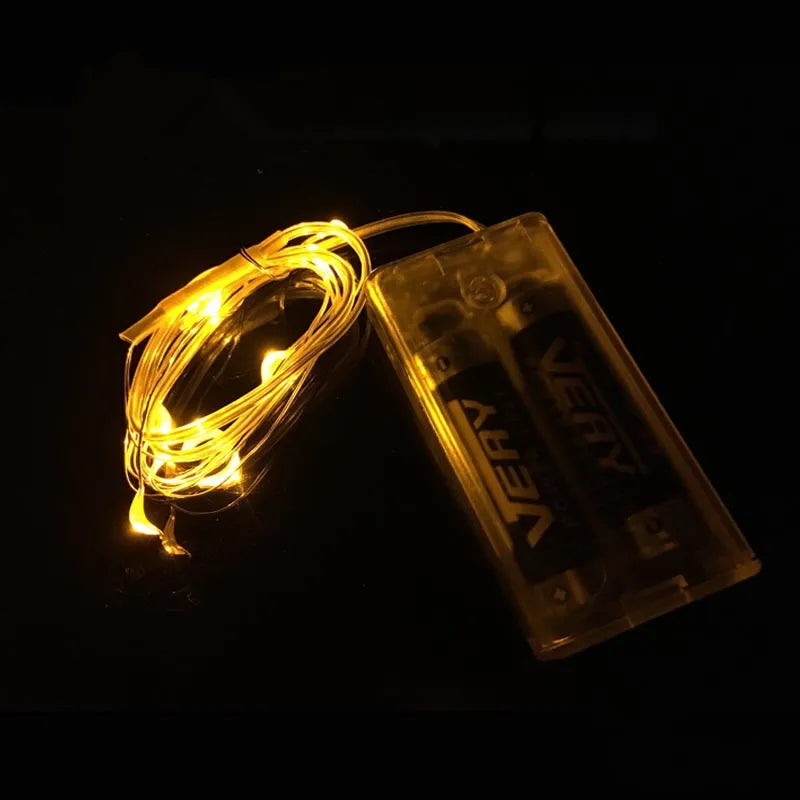 1m 10 LED 2AA Battery Operated Christmas Copper Wire String Fairy Lights