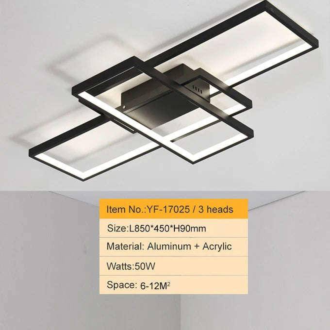 Smart Home Alexa Rectangle Aluminum Modern Led Ceiling Lights For Living Room Bedroom 85-265V White/Black Ceiling Lamp Fixtures