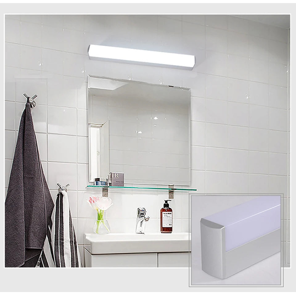 Modern Bathroom Vanity Lights LED Light 12W 25CM 16W 40CM 22W 55CM AC85-265V Front Mirror Toilet Wall Lamp Fixture Waterproof