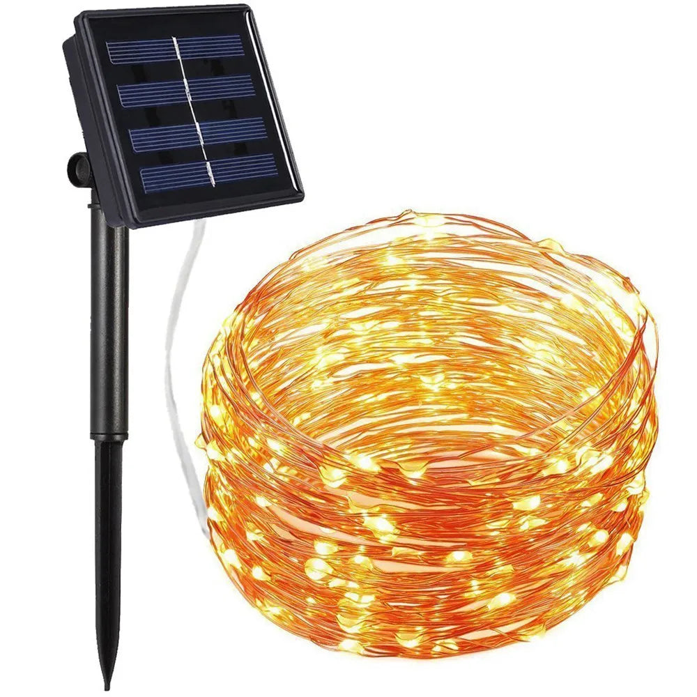 IP65 10m 100leds Solar String Lights Flexible LED Copper Wire Lights Christmas String Lights