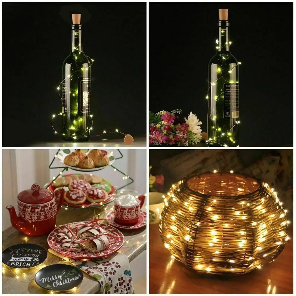 2M Solar LED String Fairy Lights Copper Cork Wire Wine Bottle Home Party Wedding Christmas Decoration Lamp