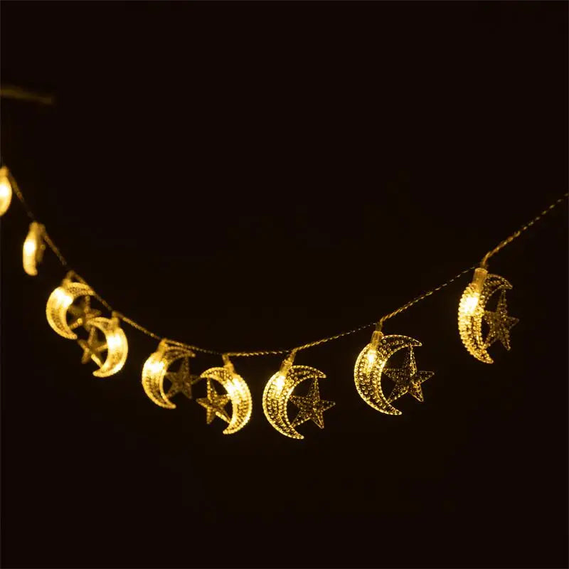 13Ft Ramadan  Star Moon String Lights  20 LED Fairy Lights Battery Operated with 2 Modes Indoor Twinkle  Eid  Decorations