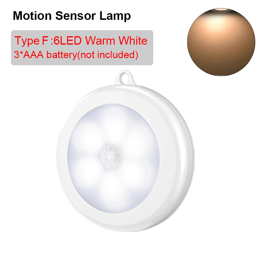 Smart Motion Sensor Night Light Battery Operated LED Lamp for Bedside Kids Bedroom Hallway Pathway Toilet - Automatic Lighting