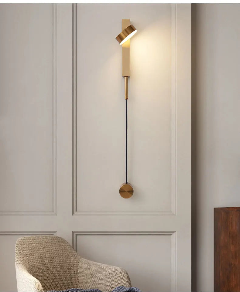 Led indoor wall lamps rotation dimming switch led wall light modern stai wall deco wall sconce livingroom golden led luminaire