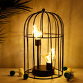 Metal Bird Cage Battery Operated Lamp Cordless Accent Light with Fairy Lights Bird Bulb Lantern for Holiday Party Decor