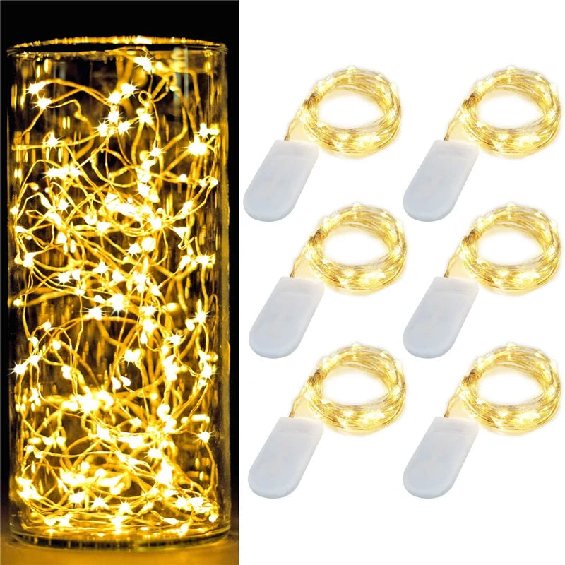 10 LED CR2032 Battery Button Operated Fairy Lights Mini Copper Wire String Lights for DIY Home Wedding Holiday Party Christmas