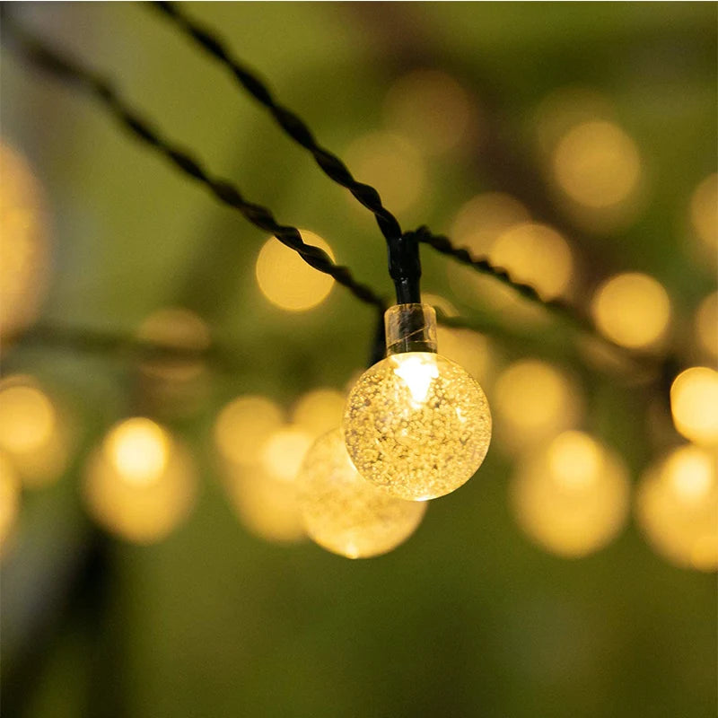 Outdoor Solar String Lights 50LED Crystal Globe Balls Patio Lights with 8 Modes Waterproof Led fairy Lights for Garden Christmas