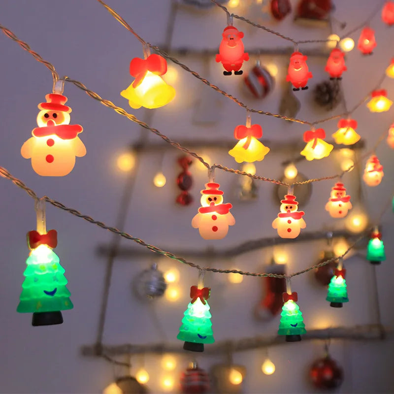 Snowmen Bells Christmas Trees Santa Claus Battery String Lights  Indoor Outdoor Fairy Lights for Holiday Party Room