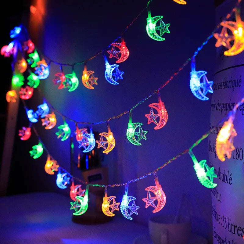 3M 6M 1.5M LED String Lights Ramadan Star Moon Fairy Lights for Christmas Eid Mubarak Decorations IP44 Rated Festive Home Decor