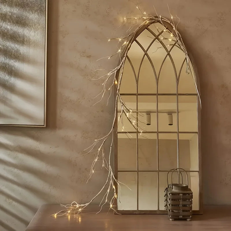 6ft Willow Light Faux Branch Vine Lights with 48 LEDs, Battery Operated with Timer, Fairy Lights for Christmas