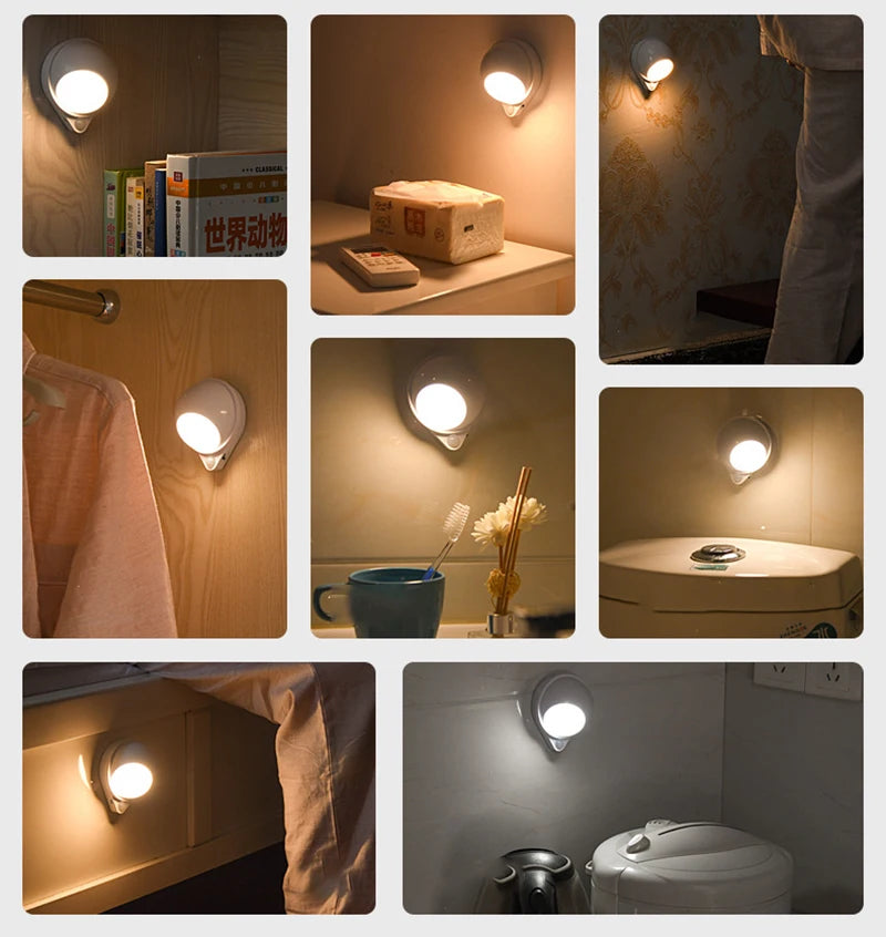 Motion Sensor Night Light LED Cabinet Light USB Charging Touch Switch Dimmable Light Stair Corridor Wall Light 18650 Battery