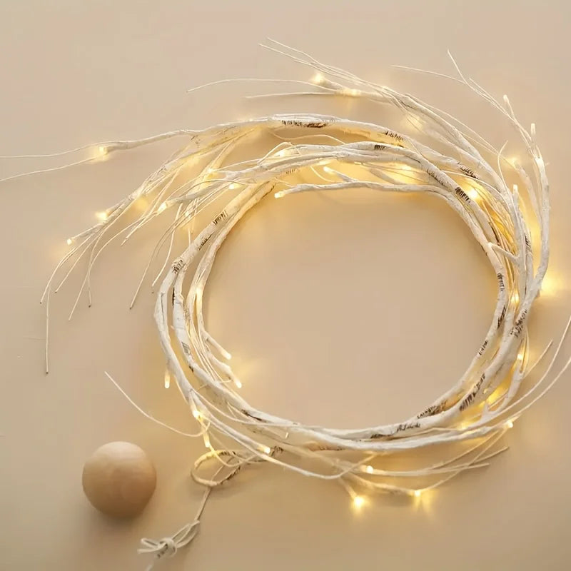 6ft Willow Light Faux Branch Vine Lights with 48 LEDs, Battery Operated with Timer, Fairy Lights for Christmas