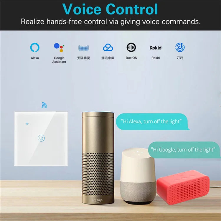 Touch Panel Wall Wifi Smart Home Lighting Timing Switch Voice Control 1 Button Black/Golden/White With APP Alexa Use