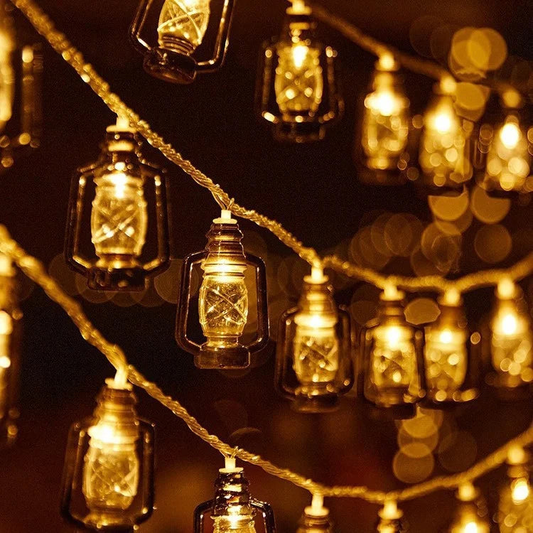 10/20 Led Fairy Lights Retro Kerosene Lamp LED String Lights Christmas Light Battery Powered Outdoor Yard Home Party Decoration