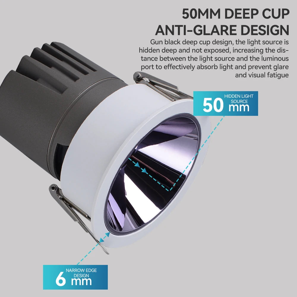Indoor Led Downlight Miji Smart Home Lighting Cob Downlight Led Recessed Lighting Spot Lights COB Aluminum 12W 2700-6500K 220V