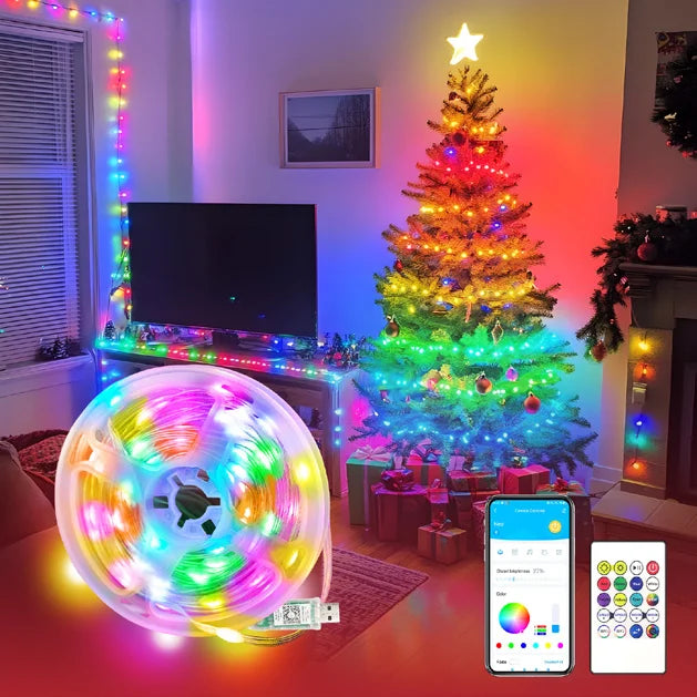 20M/Roll Modern DIY Energy-Saving Fairy Lights Remote App Control Dimmable White Shade USB Powered for Bedroom