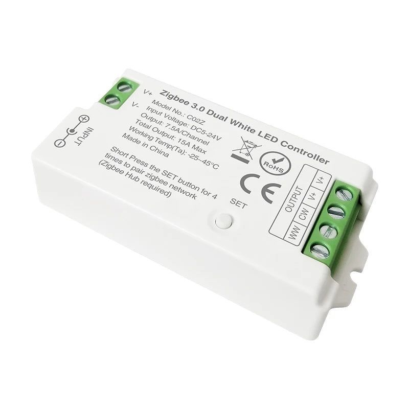 LEDEAST C04Z 4CH Tuya RGBW LED Controller DC5-24V 15A Voice Control Smart Home Lighting Zigbee 3.0 Dual White LED Controller