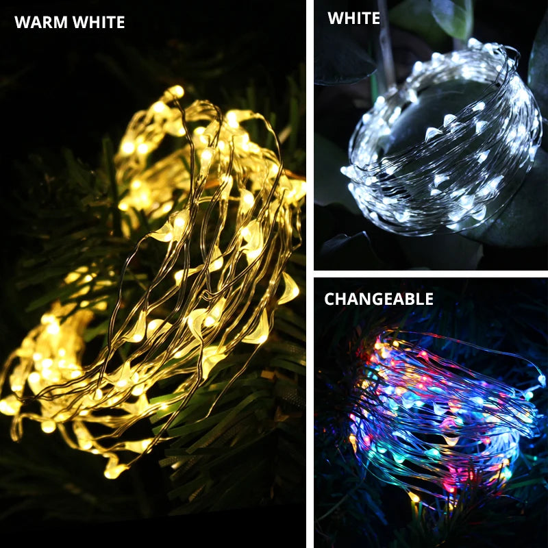 Solar String Fairy Lights 12m 100LED / 5M 50 LED Waterproof Outdoor Garland Solar Power Lamp Christmas for Garden Decoration